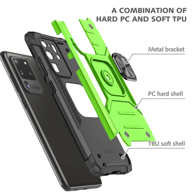 For Samsung Galaxy S20 Ultra Magnetic Armor Shockproof TPU + PC Case with Metal Ring Holder