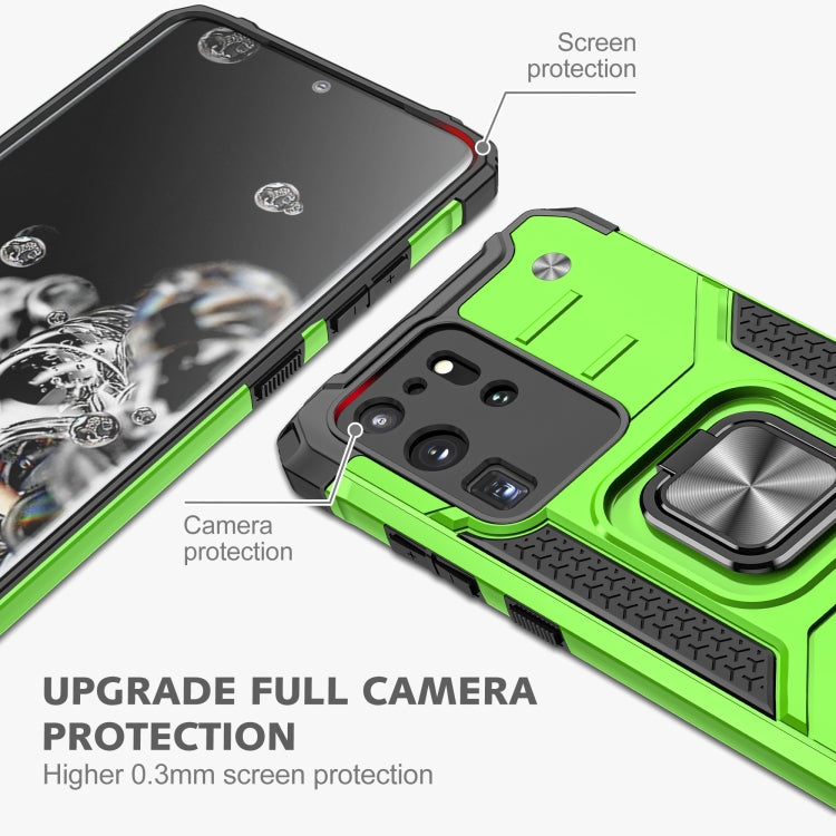 For Samsung Galaxy S20 Ultra Magnetic Armor Shockproof TPU + PC Case with Metal Ring Holder