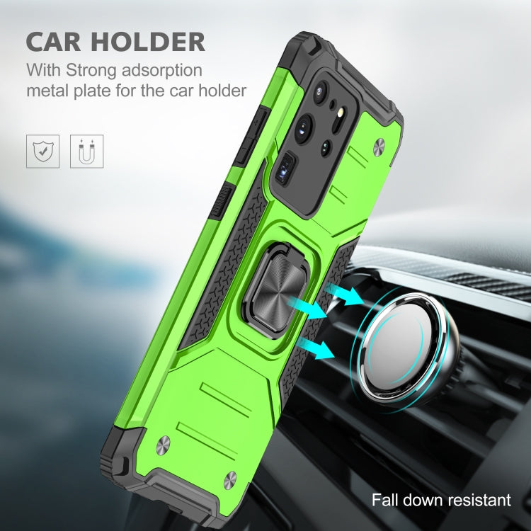 For Samsung Galaxy S20 Ultra Magnetic Armor Shockproof TPU + PC Case with Metal Ring Holder