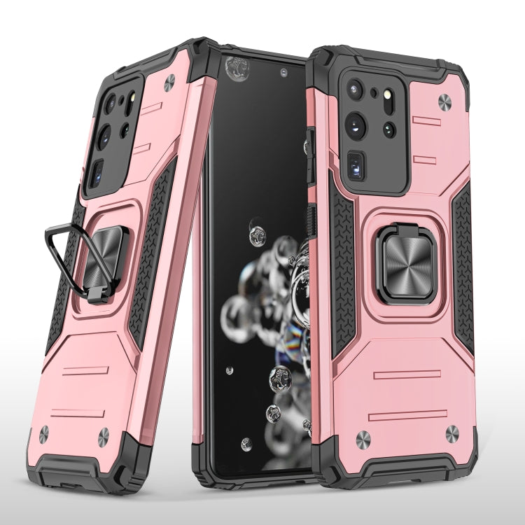 For Samsung Galaxy S20 Ultra Magnetic Armor Shockproof TPU + PC Case with Metal Ring Holder