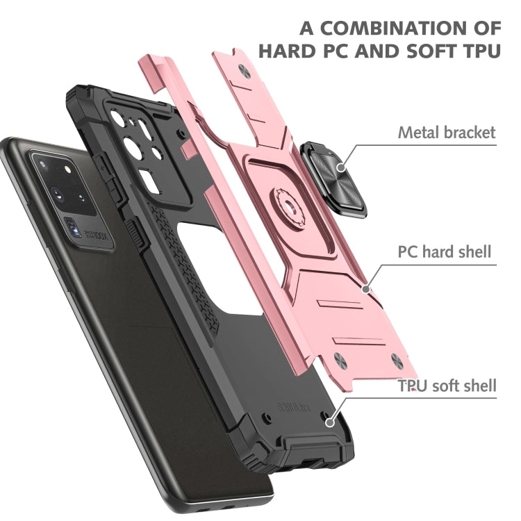 For Samsung Galaxy S20 Ultra Magnetic Armor Shockproof TPU + PC Case with Metal Ring Holder