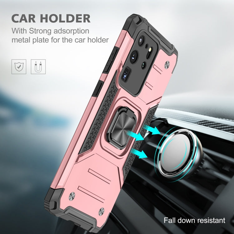 For Samsung Galaxy S20 Ultra Magnetic Armor Shockproof TPU + PC Case with Metal Ring Holder