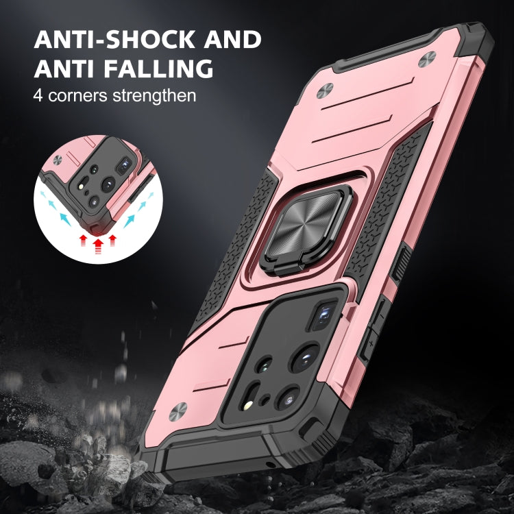 For Samsung Galaxy S20 Ultra Magnetic Armor Shockproof TPU + PC Case with Metal Ring Holder