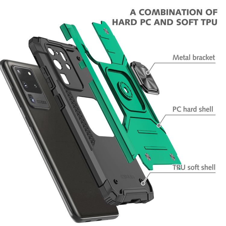 For Samsung Galaxy S20 Ultra Magnetic Armor Shockproof TPU + PC Case with Metal Ring Holder