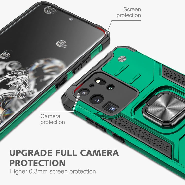For Samsung Galaxy S20 Ultra Magnetic Armor Shockproof TPU + PC Case with Metal Ring Holder