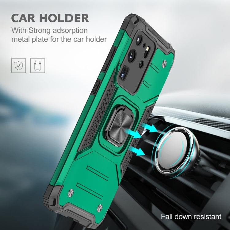 For Samsung Galaxy S20 Ultra Magnetic Armor Shockproof TPU + PC Case with Metal Ring Holder