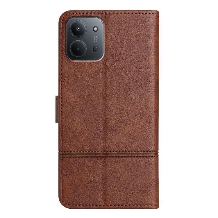 For Redmi 15C 5G / 4G EU 173mm Cowhide Texture Stitching Leather Phone Case