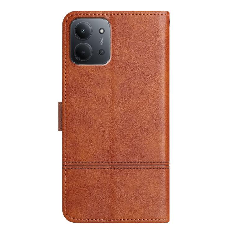 For Redmi 15C 5G / 4G EU 173mm Cowhide Texture Stitching Leather Phone Case