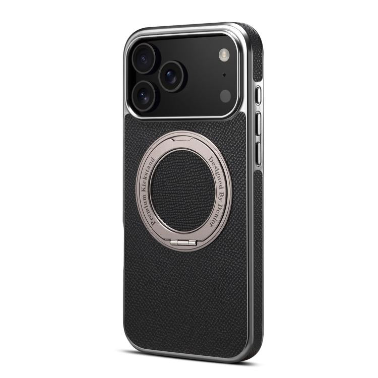 For iPhone 17 Pro Max Denior A23 Magnetic Holder Electroplating Genuine Leather Phone Case
