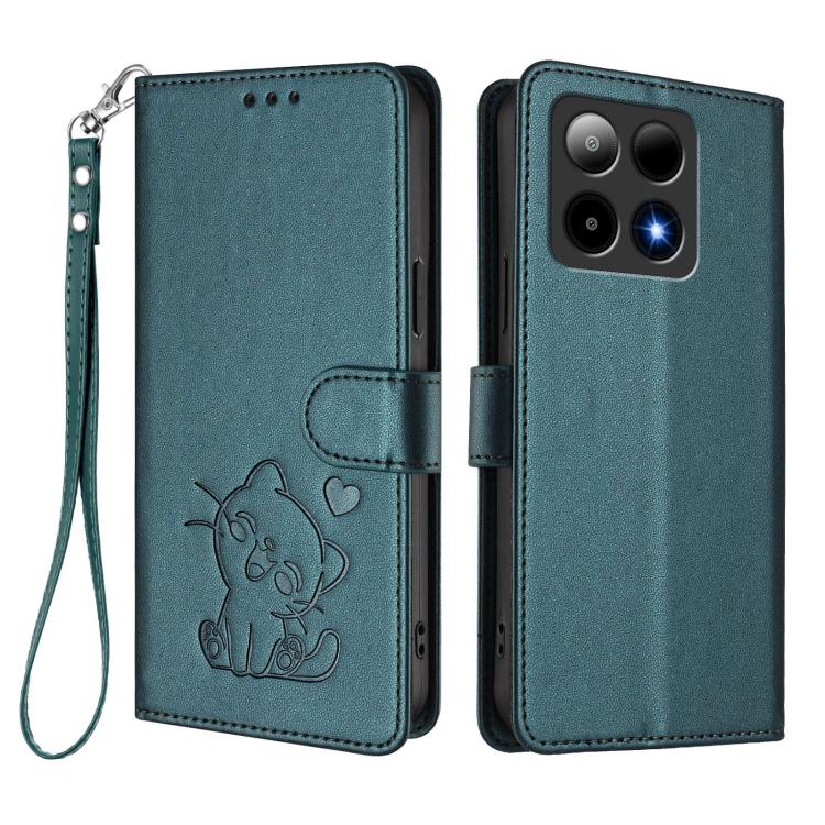 For Boost Mobile Summit 5G 2024 Embossed Heart Cat Leather Phone Case with Hand Strap