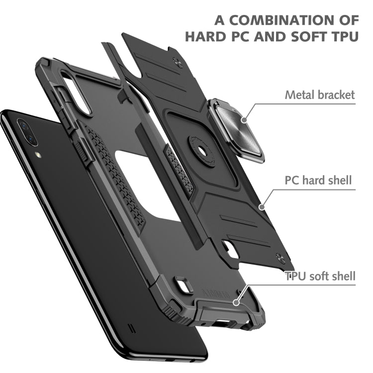 For Samsung Galaxy A10 / M10 Magnetic Armor Shockproof TPU + PC Case with Metal Ring Holder