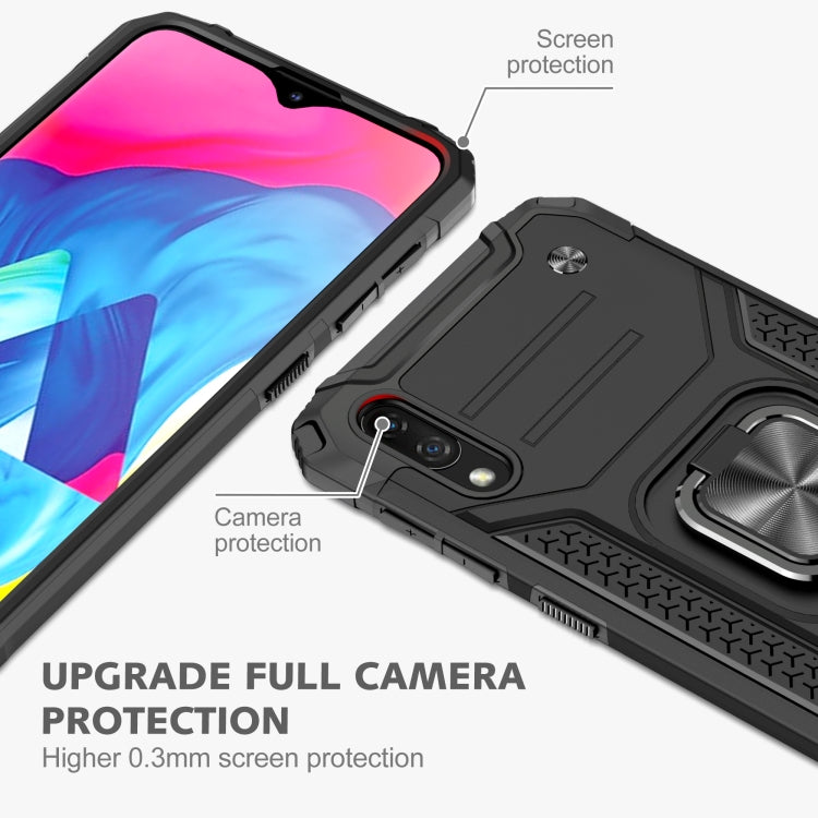 For Samsung Galaxy A10 / M10 Magnetic Armor Shockproof TPU + PC Case with Metal Ring Holder