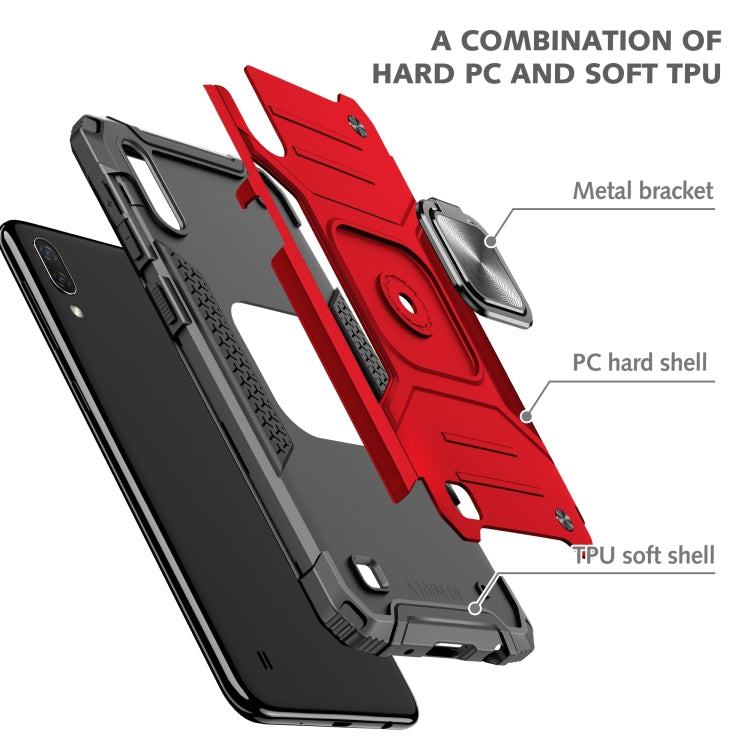 For Samsung Galaxy A10 / M10 Magnetic Armor Shockproof TPU + PC Case with Metal Ring Holder