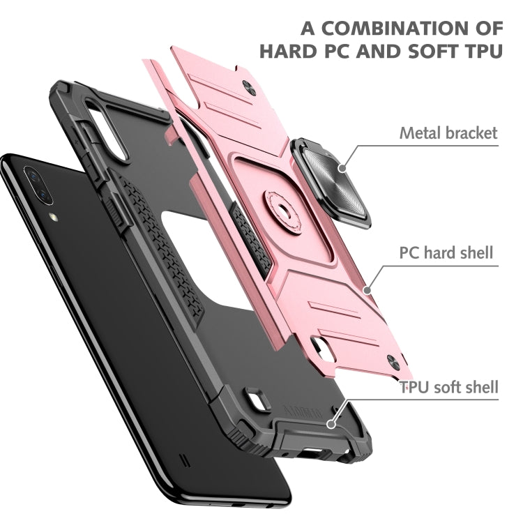 For Samsung Galaxy A10 / M10 Magnetic Armor Shockproof TPU + PC Case with Metal Ring Holder