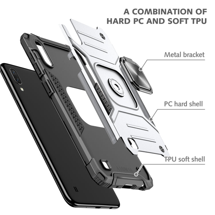 For Samsung Galaxy A10 / M10 Magnetic Armor Shockproof TPU + PC Case with Metal Ring Holder