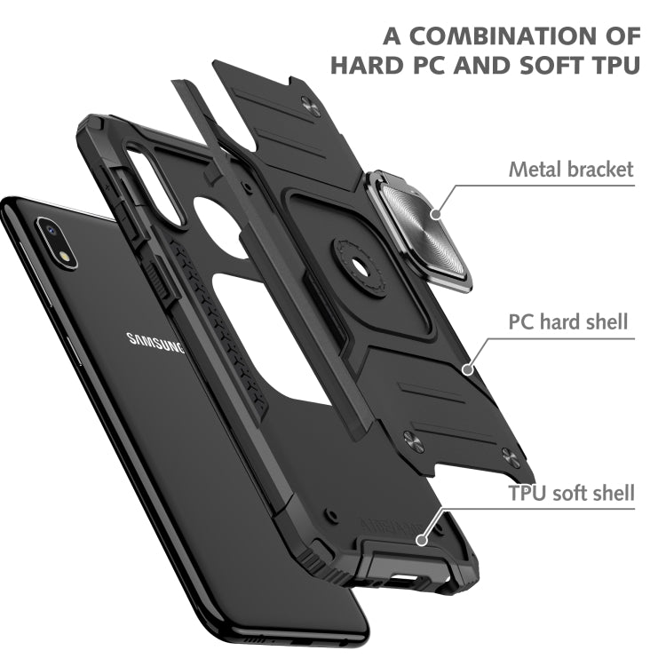 For Samsung Galaxy A10e Magnetic Armor Shockproof TPU + PC Case with Metal Ring Holder