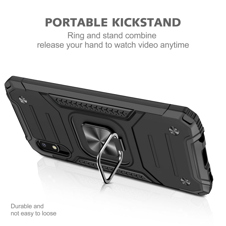 For Samsung Galaxy A10e Magnetic Armor Shockproof TPU + PC Case with Metal Ring Holder