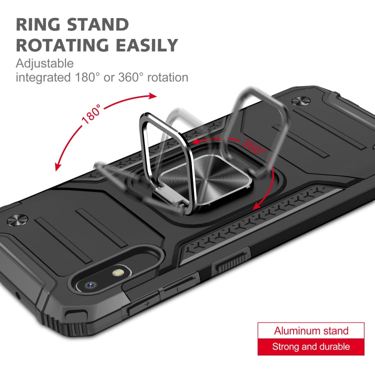 For Samsung Galaxy A10e Magnetic Armor Shockproof TPU + PC Case with Metal Ring Holder