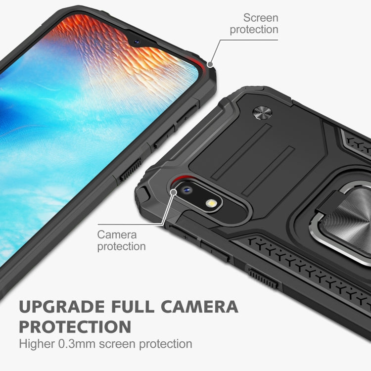 For Samsung Galaxy A10e Magnetic Armor Shockproof TPU + PC Case with Metal Ring Holder