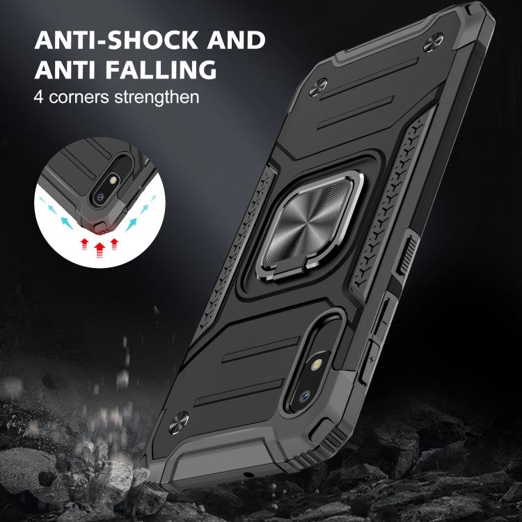 For Samsung Galaxy A10e Magnetic Armor Shockproof TPU + PC Case with Metal Ring Holder