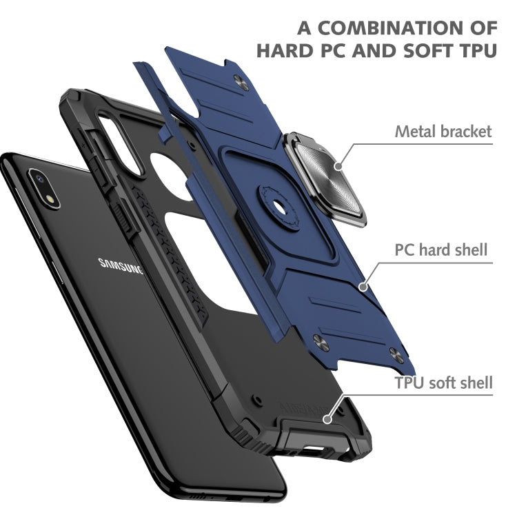 For Samsung Galaxy A10e Magnetic Armor Shockproof TPU + PC Case with Metal Ring Holder