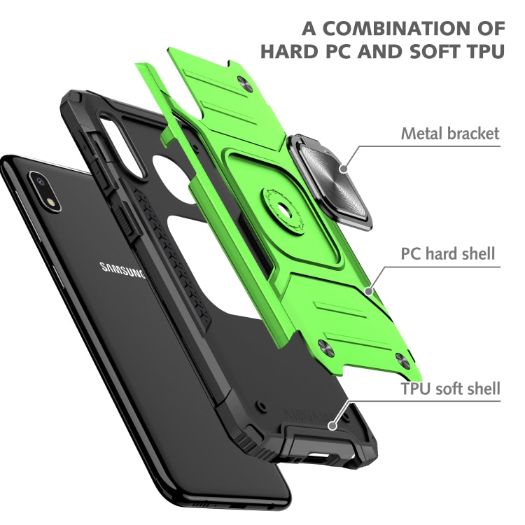 For Samsung Galaxy A10e Magnetic Armor Shockproof TPU + PC Case with Metal Ring Holder