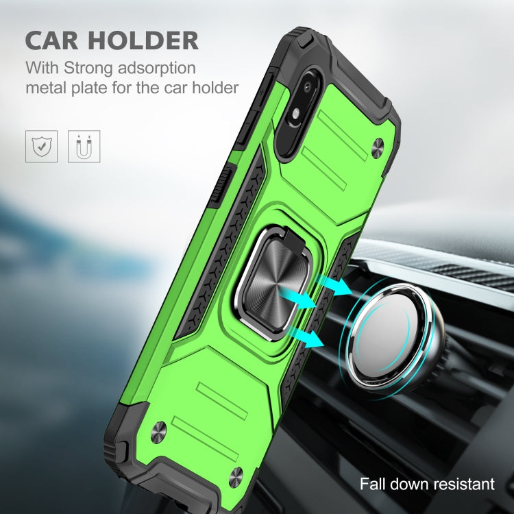 For Samsung Galaxy A10e Magnetic Armor Shockproof TPU + PC Case with Metal Ring Holder