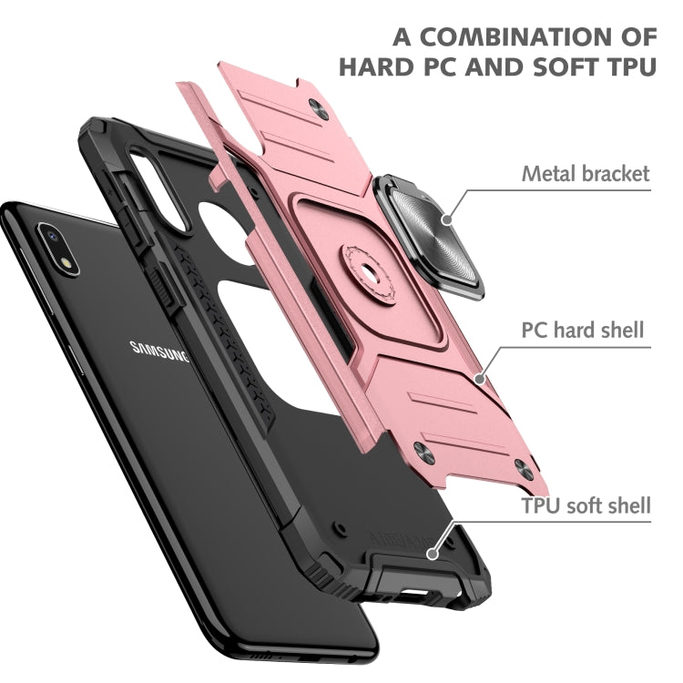 For Samsung Galaxy A10e Magnetic Armor Shockproof TPU + PC Case with Metal Ring Holder