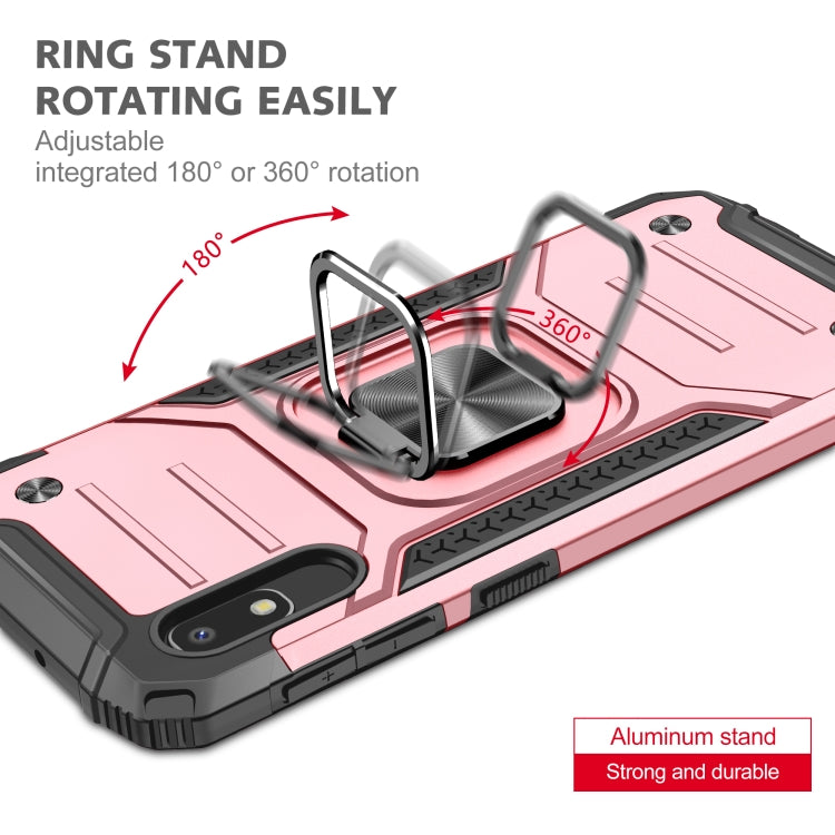 For Samsung Galaxy A10e Magnetic Armor Shockproof TPU + PC Case with Metal Ring Holder