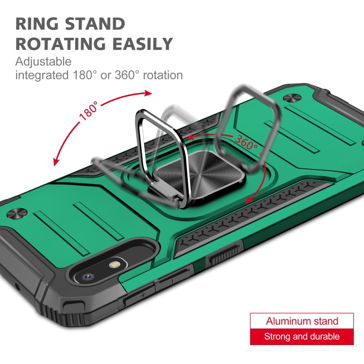 For Samsung Galaxy A10e Magnetic Armor Shockproof TPU + PC Case with Metal Ring Holder