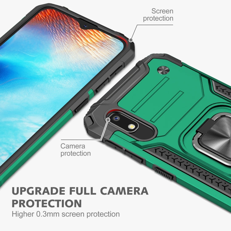 For Samsung Galaxy A10e Magnetic Armor Shockproof TPU + PC Case with Metal Ring Holder