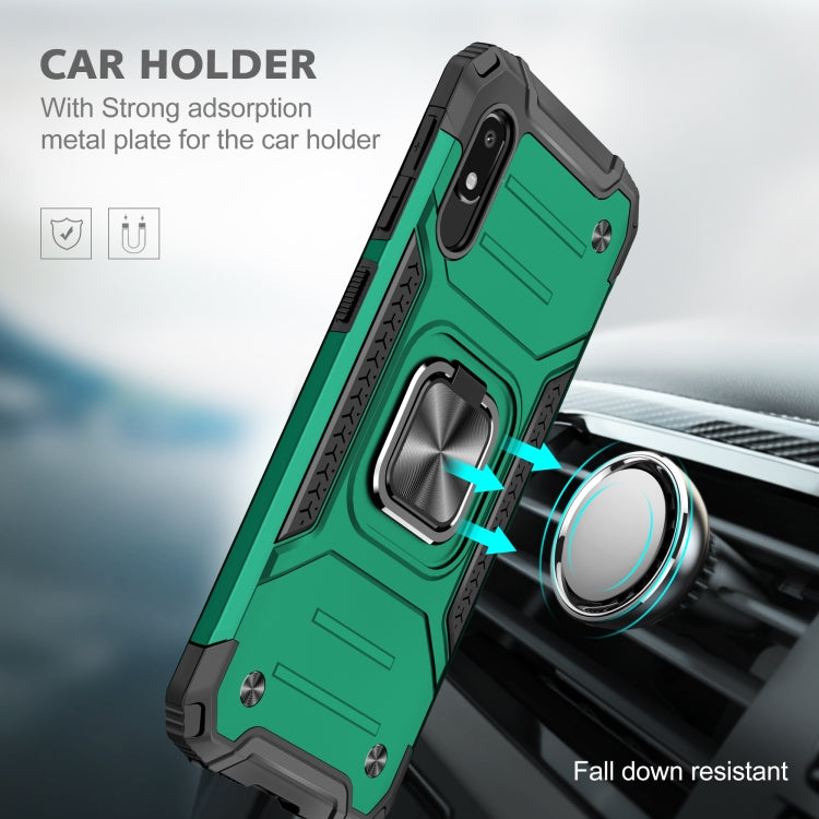 For Samsung Galaxy A10e Magnetic Armor Shockproof TPU + PC Case with Metal Ring Holder