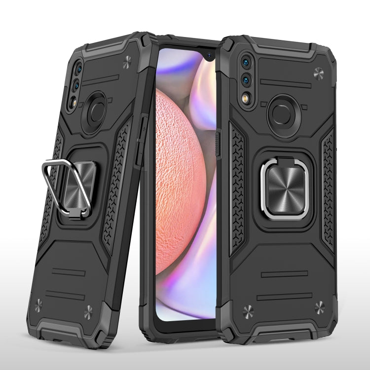 For Samsung Galaxy A10s Magnetic Armor Shockproof TPU + PC Case with Metal Ring Holder