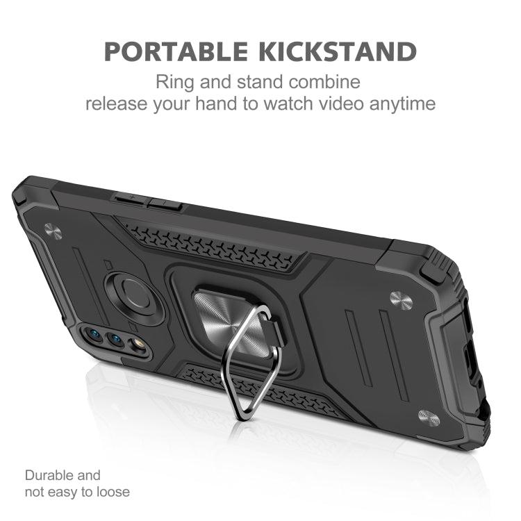 For Samsung Galaxy A10s Magnetic Armor Shockproof TPU + PC Case with Metal Ring Holder