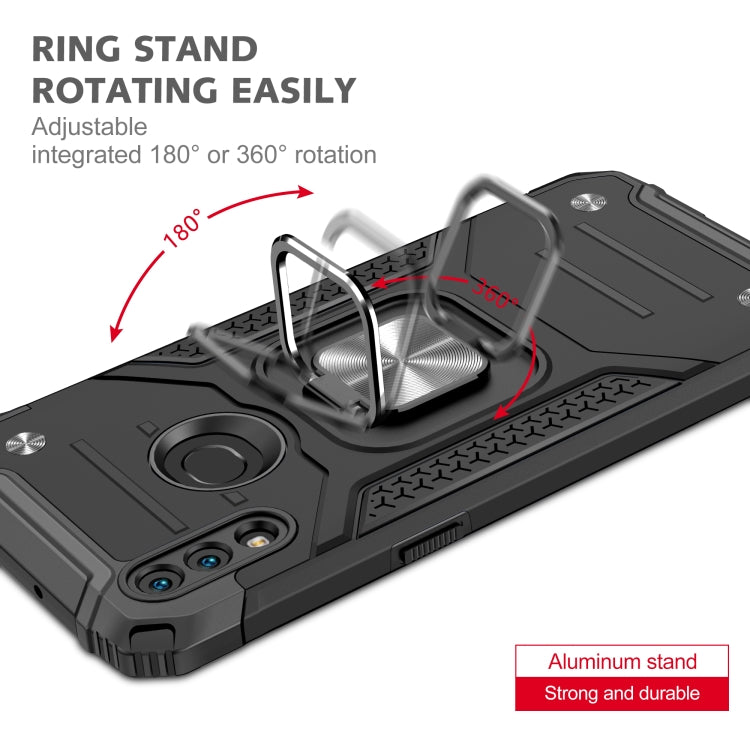 For Samsung Galaxy A10s Magnetic Armor Shockproof TPU + PC Case with Metal Ring Holder