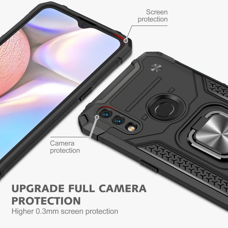 For Samsung Galaxy A10s Magnetic Armor Shockproof TPU + PC Case with Metal Ring Holder