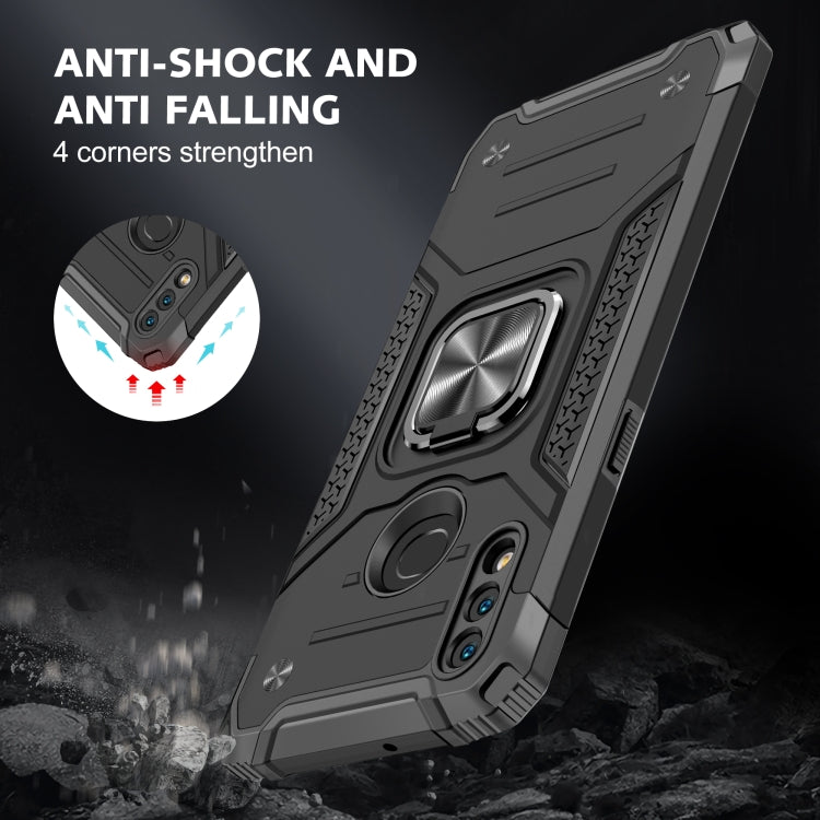 For Samsung Galaxy A10s Magnetic Armor Shockproof TPU + PC Case with Metal Ring Holder