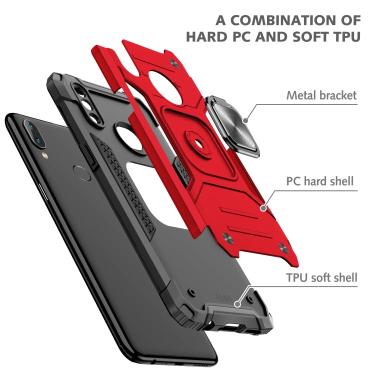 For Samsung Galaxy A10s Magnetic Armor Shockproof TPU + PC Case with Metal Ring Holder