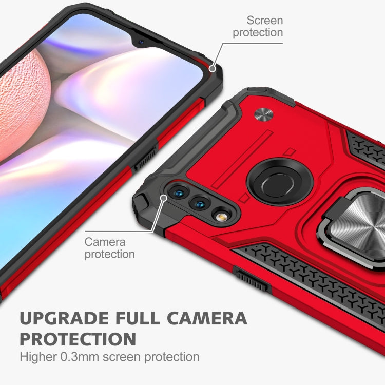 For Samsung Galaxy A10s Magnetic Armor Shockproof TPU + PC Case with Metal Ring Holder
