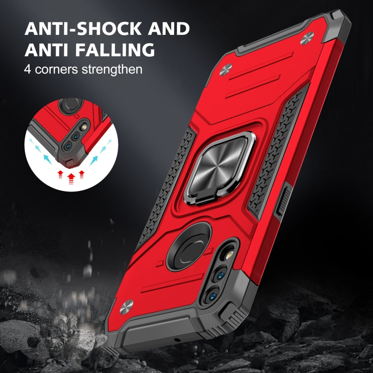 For Samsung Galaxy A10s Magnetic Armor Shockproof TPU + PC Case with Metal Ring Holder