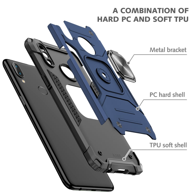 For Samsung Galaxy A10s Magnetic Armor Shockproof TPU + PC Case with Metal Ring Holder