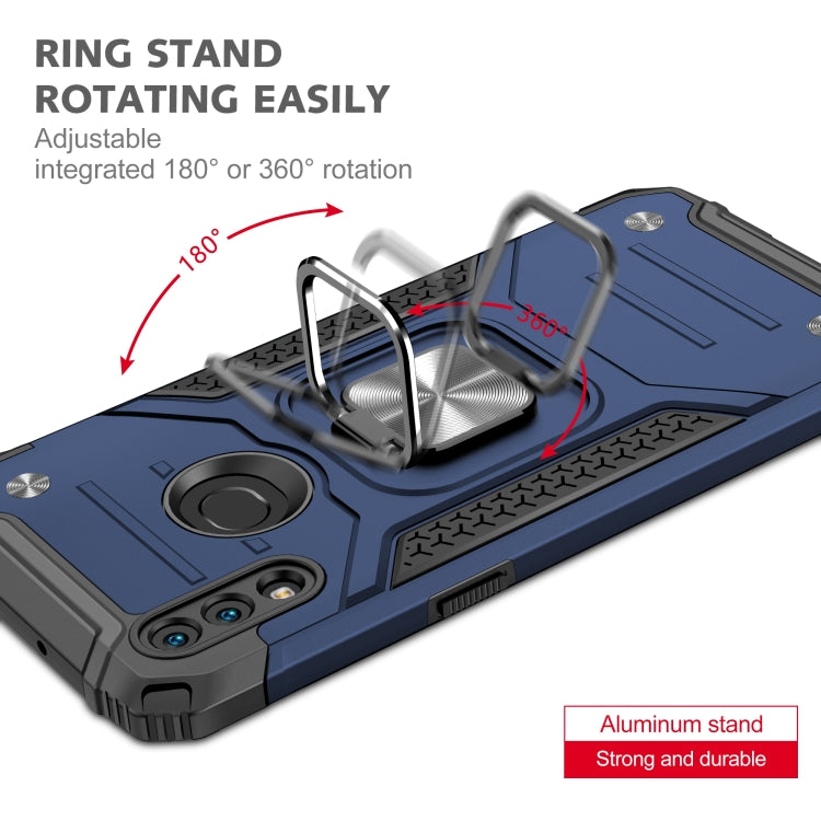 For Samsung Galaxy A10s Magnetic Armor Shockproof TPU + PC Case with Metal Ring Holder