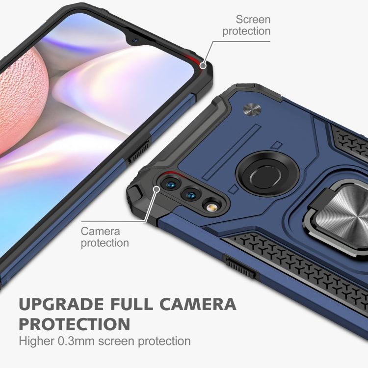 For Samsung Galaxy A10s Magnetic Armor Shockproof TPU + PC Case with Metal Ring Holder