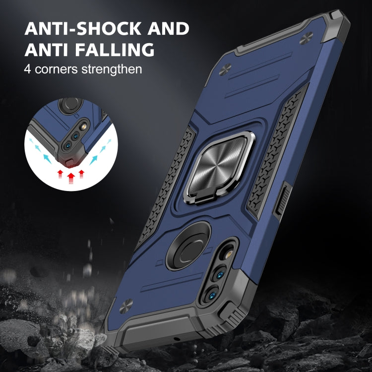 For Samsung Galaxy A10s Magnetic Armor Shockproof TPU + PC Case with Metal Ring Holder