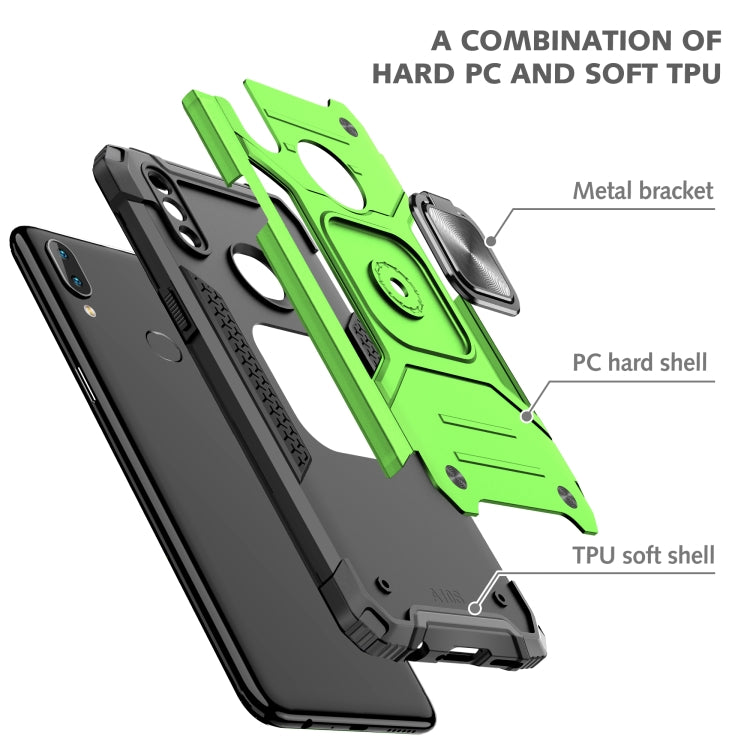 For Samsung Galaxy A10s Magnetic Armor Shockproof TPU + PC Case with Metal Ring Holder