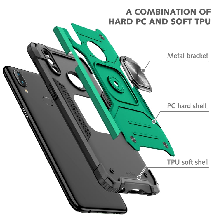 For Samsung Galaxy A10s Magnetic Armor Shockproof TPU + PC Case with Metal Ring Holder