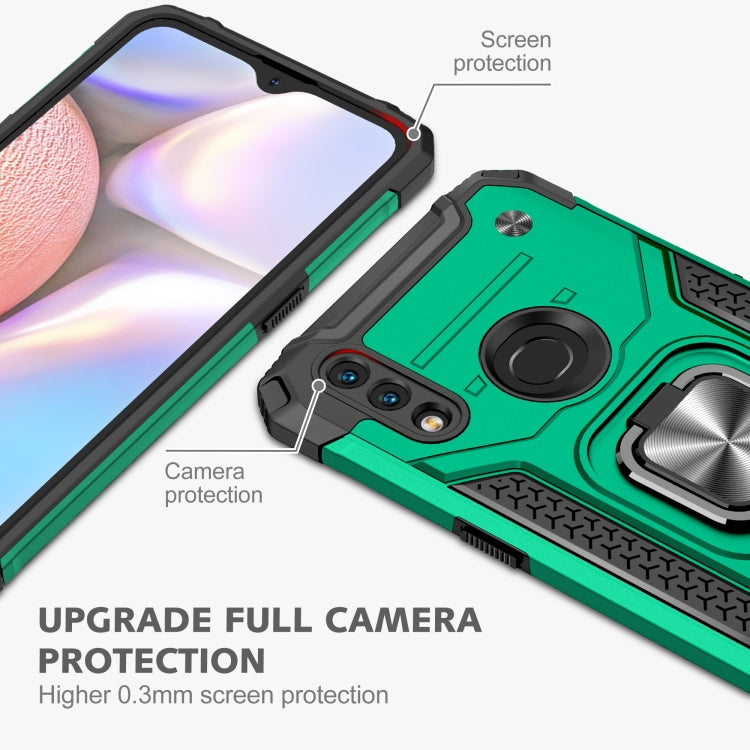 For Samsung Galaxy A10s Magnetic Armor Shockproof TPU + PC Case with Metal Ring Holder