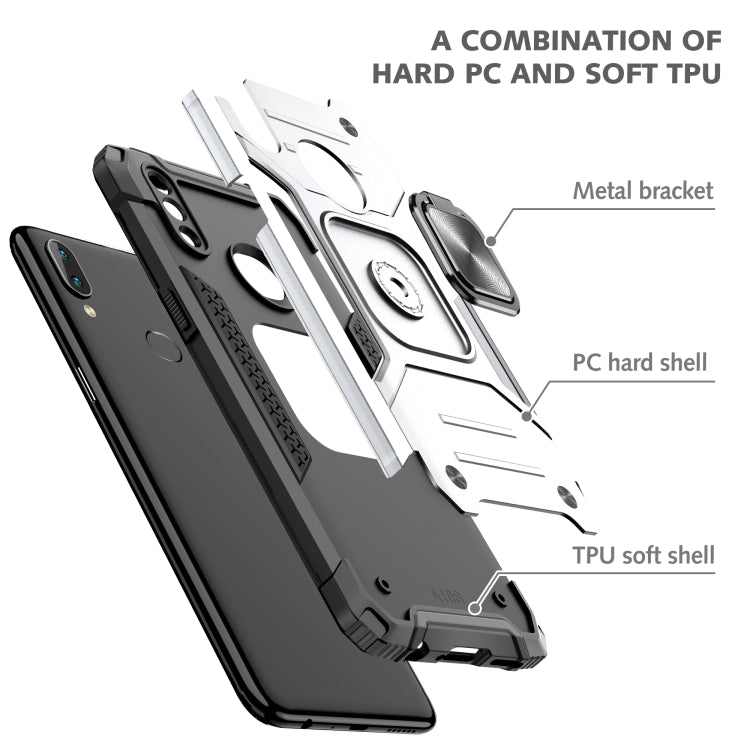 For Samsung Galaxy A10s Magnetic Armor Shockproof TPU + PC Case with Metal Ring Holder