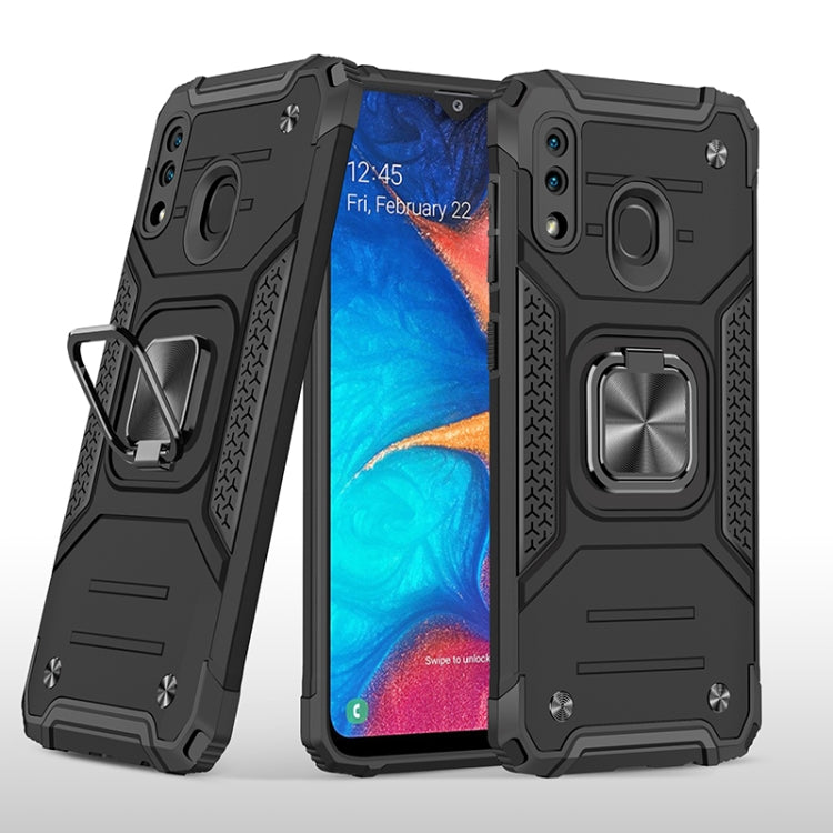 For Samsung Galaxy A20 / A30 Magnetic Armor Shockproof TPU + PC Case with Metal Ring Holder