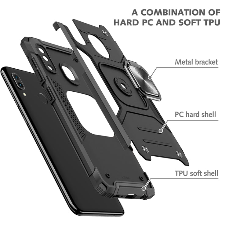 For Samsung Galaxy A20 / A30 Magnetic Armor Shockproof TPU + PC Case with Metal Ring Holder
